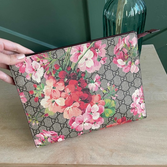 Mint Gucci Supreme Blooms Pink Clutch Bag Cosmetic Pouch - Picture 3 of 10